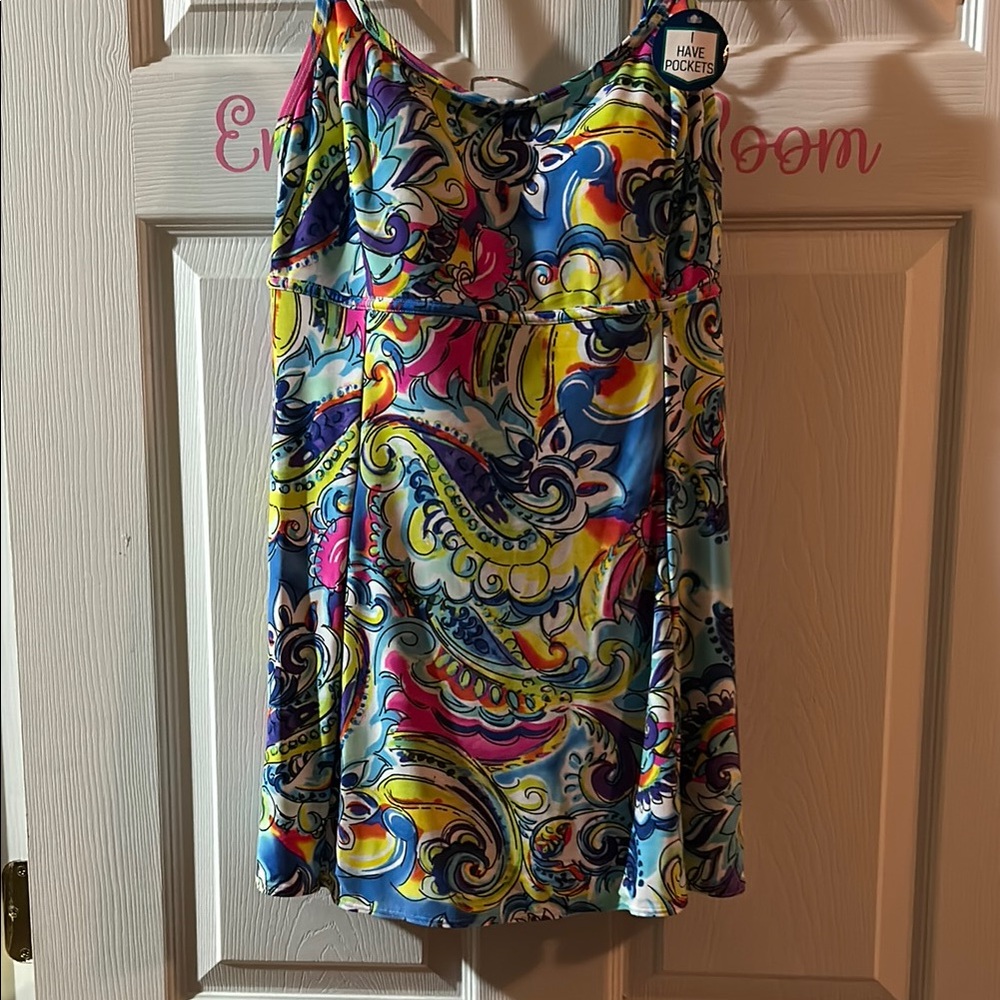 Colorful Women's Swim Dress with Pockets Women’s 12 New NWT Longitude